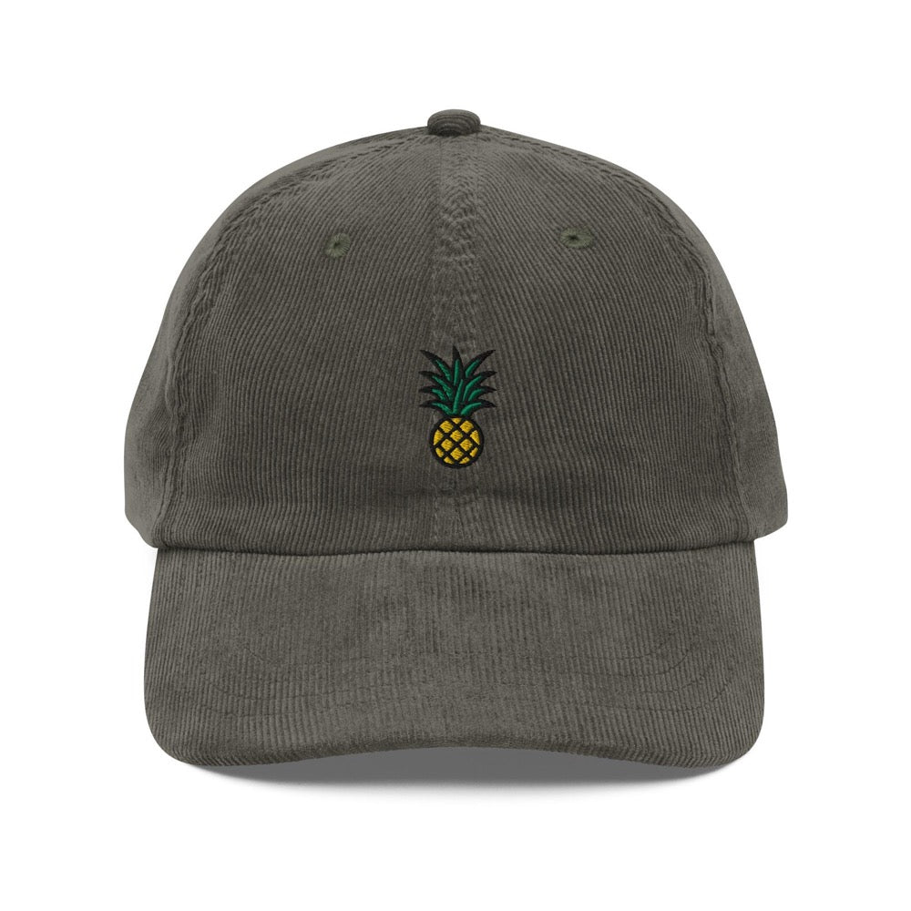 Pineapple Corduroy Cap | Embroidered Tropical Fruit Hat | Vintage Cap | Sustainable Hat