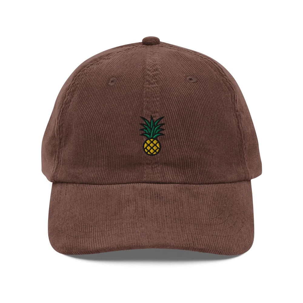 Pineapple Corduroy Cap | Embroidered Tropical Fruit Hat | Vintage Cap | Sustainable Hat