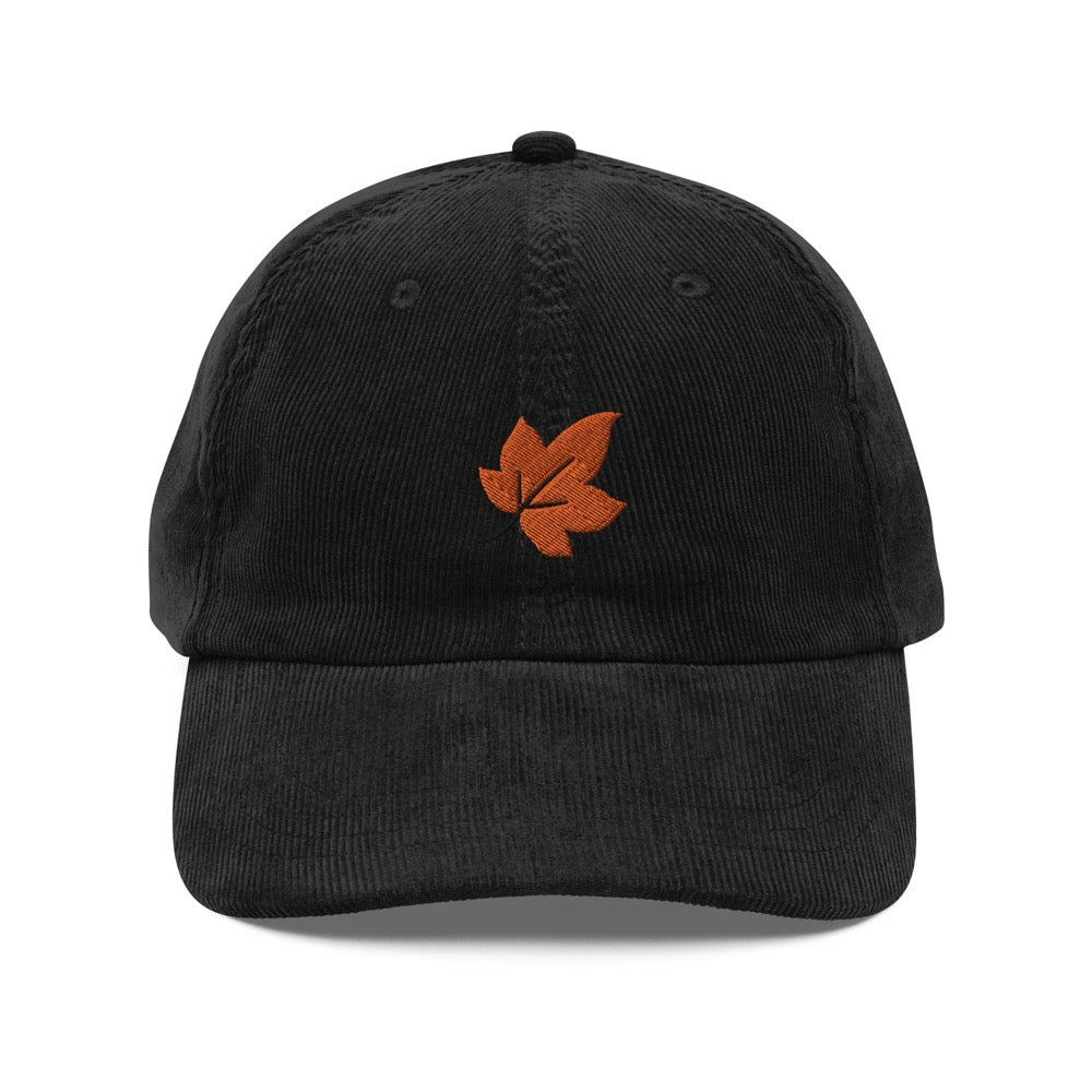 Fall Leaf Corduroy Cap | Gift For Autumn Lovers | Trendy Fall Season Vintage Cap