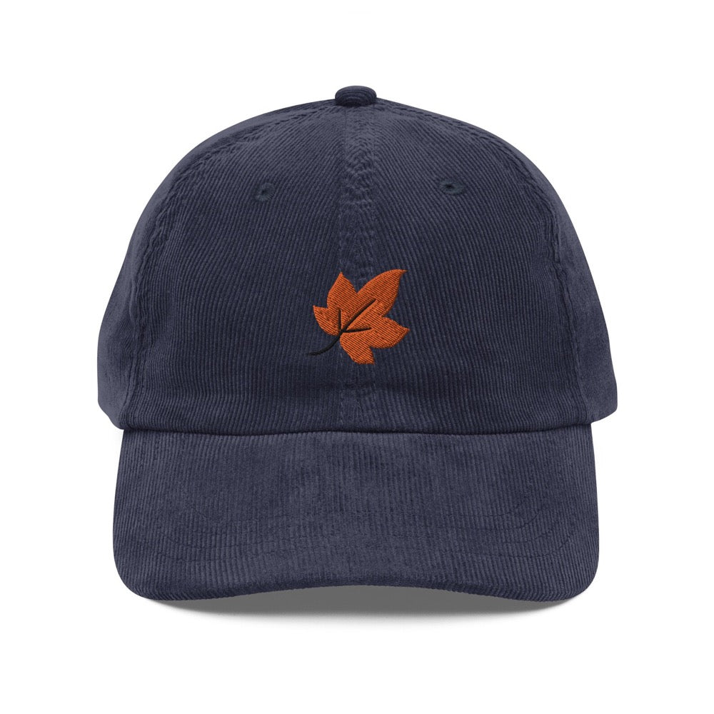 Fall Leaf Corduroy Cap | Gift For Autumn Lovers | Trendy Fall Season Vintage Cap
