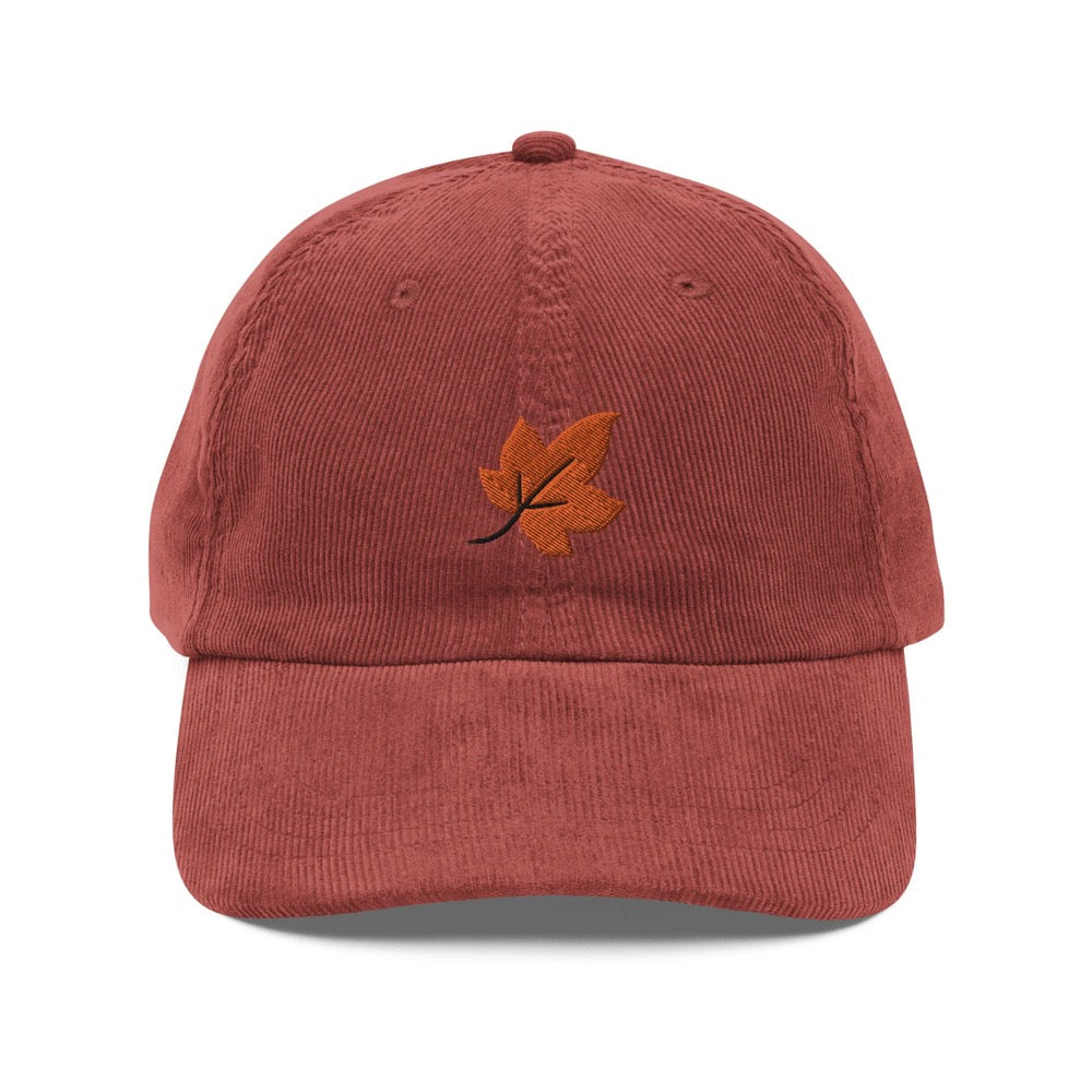 Fall Leaf Corduroy Cap | Gift For Autumn Lovers | Trendy Fall Season Vintage Cap