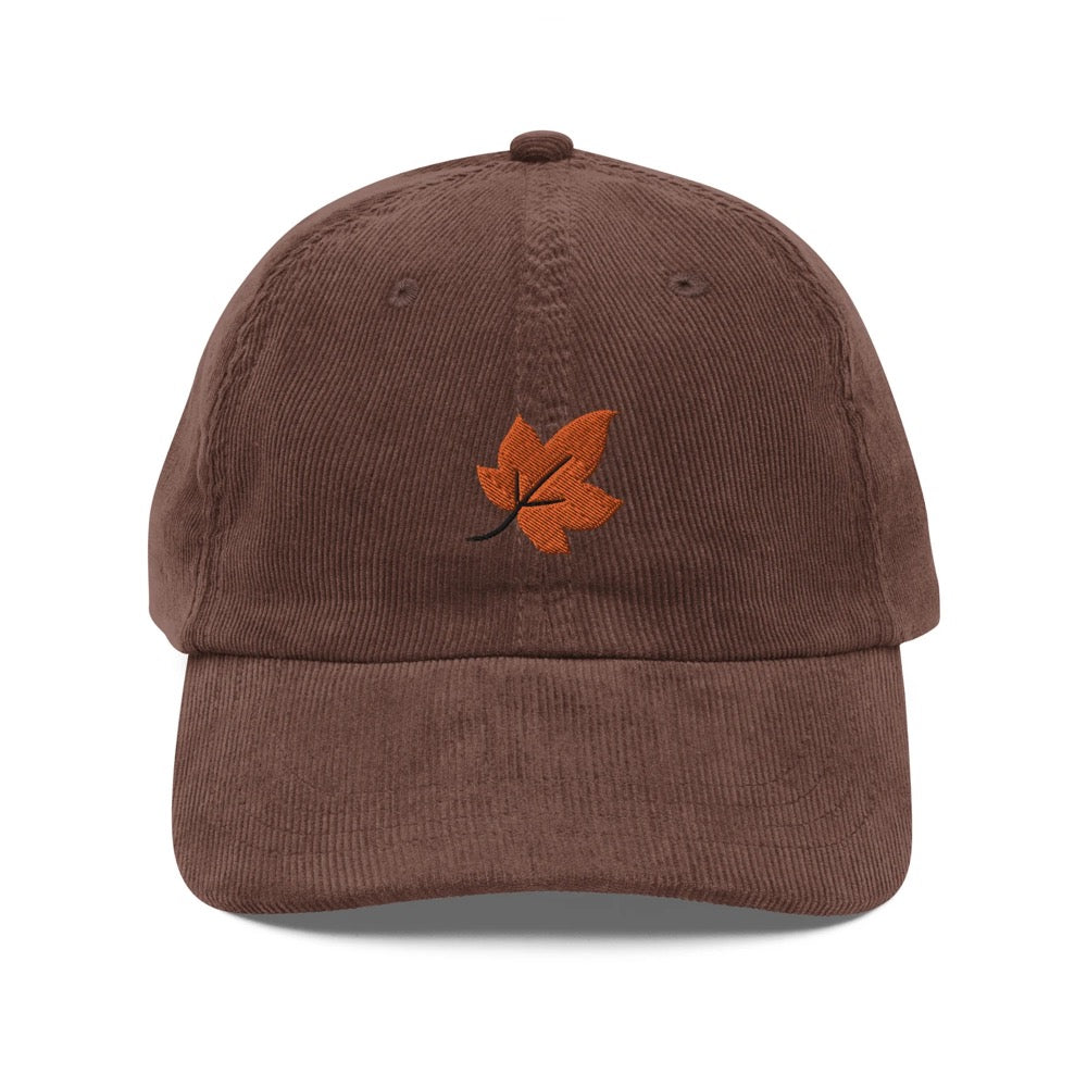 Fall Leaf Corduroy Cap | Gift For Autumn Lovers | Trendy Fall Season Vintage Cap