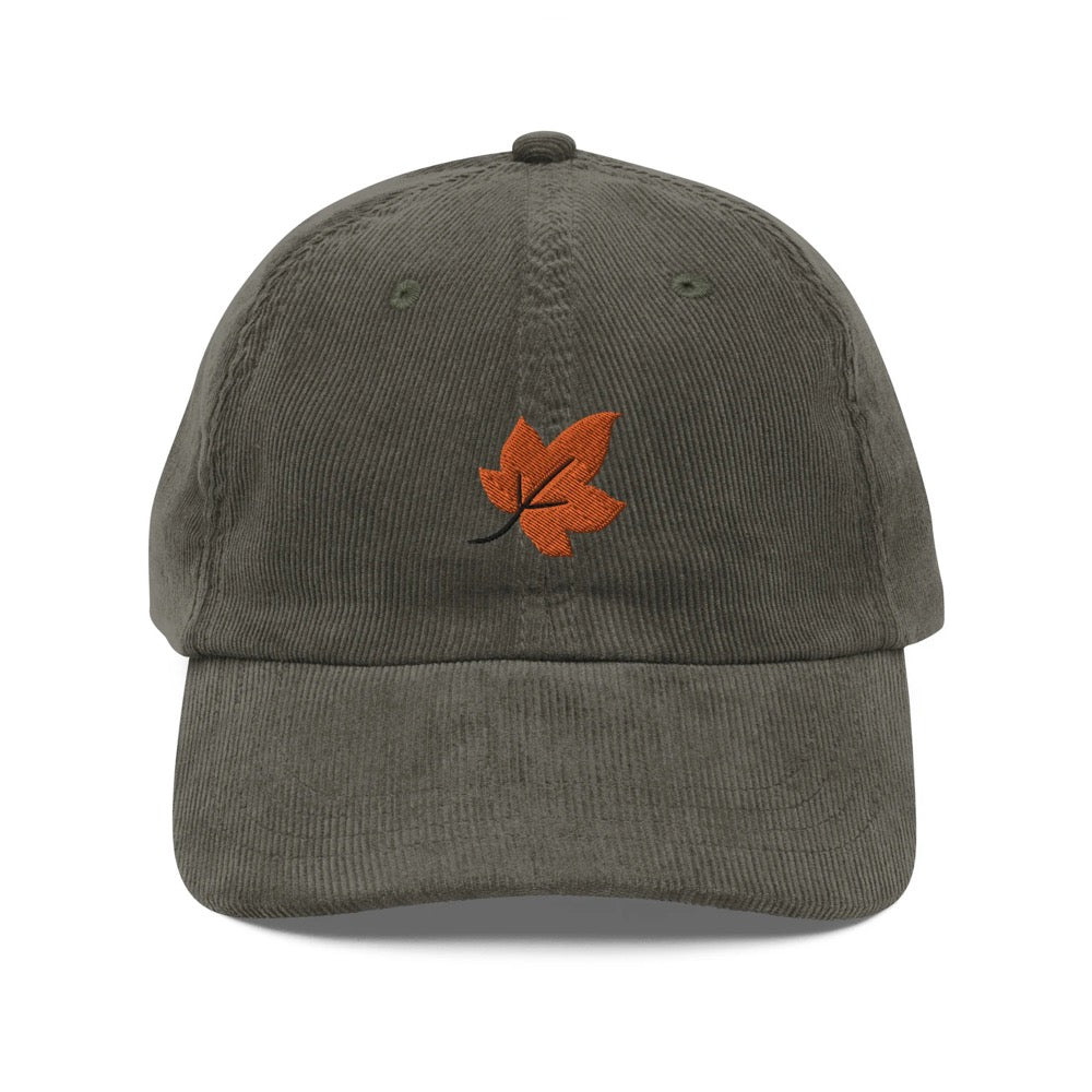 Fall Leaf Corduroy Cap | Gift For Autumn Lovers | Trendy Fall Season Vintage Cap